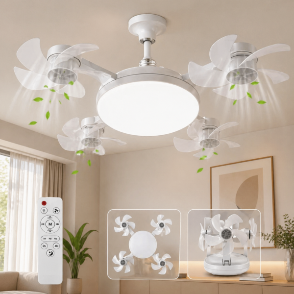 x4 Mini Ventilador + Foco de Techo 60W