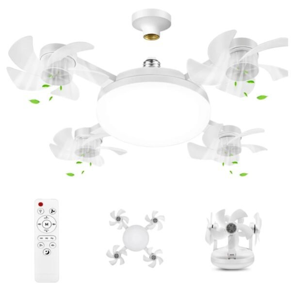 x4 Mini Ventilador + Foco de Techo 60W