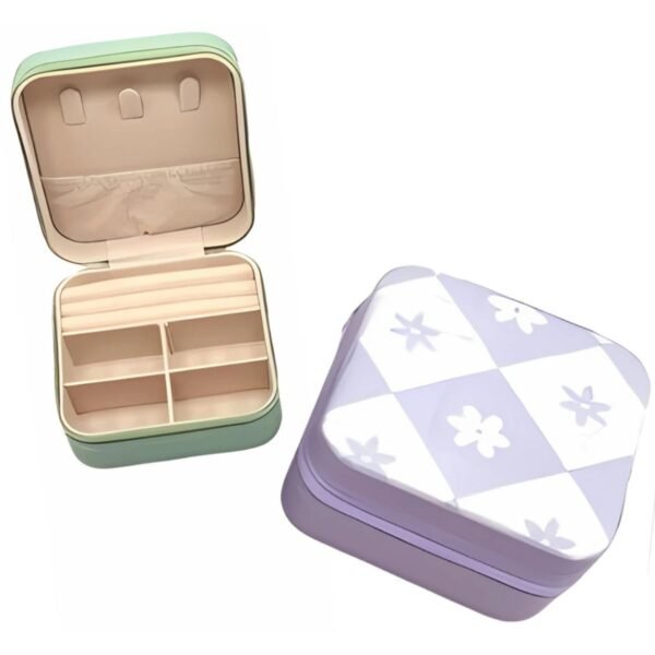 Joyero De Terciopelo Diseño Flor Ajedrez