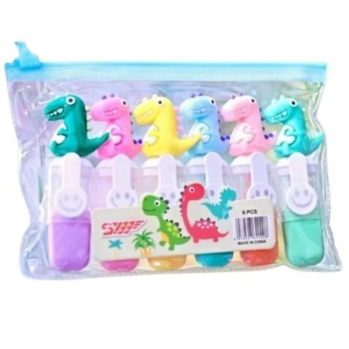 Set X6 Resaltadores De Dinosaurios